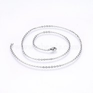 304 Stainless Steel Cable Chains Necklaces, with Lobster Claw Clasps, Stainless Steel Color, 17.7 inch(45cm), 1.2mm(NJEW-F226-04P-01)
