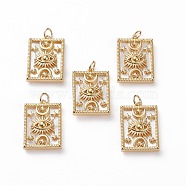 Natural Shell Pendants, with Brass Findings, Rectangle with Eye & Moon & Star, Golden, 24.5x16.5x4.5mm, Jump Ring: 5.5x1mm, Hole: 3.5mm(X-KK-C100-01G)