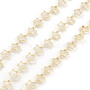 Brass Hollow Out Star Link Chains, Unwelded, with Spool, Real 18K Gold Plated, 5x5x1mm(CHC-M025-51G)