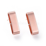 (Jewelry Parties Factory Sale)Brass Stud Earrings, with Ear Nuts and 925 Sterling Silver Pin, Rectangle, Rose Gold, 17x5mm, Pin: 0.7mm(EJEW-L234-32RG)