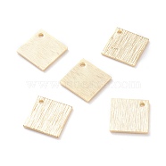 Brass Charms, Square, Real 24K Gold Plated, 14x14x1mm, Hole: 1mm(KK-Y003-33G)