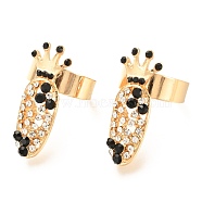 Alloy Women Fingernail Rings, with Acrylic Rhinestone, Nail Cover Ring Nail Art Charm Crown Finger Decoration, Light Gold, 30x11.5x4.5mm, Inner Diameter: 16mm(MRMJ-P009-04KCG)