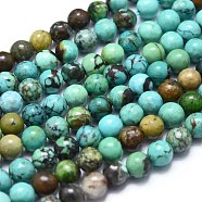 Natural Turquoise Beads Strands, Round, 3.5~4.5mm, Hole: 0.5mm, about 98pcs/Strand, 15.55 inch(39.5cm)(G-K305-01-B)