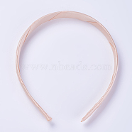 Plastic Hair Band Findings, Covered with Polyester, Light Salmon, 110~115mm(OHAR-WH0011-01F)