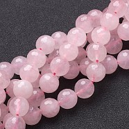 Natural Rose Quartz Beads Strands, Faceted,  Round, Pink, 10mm, Hole: 1mm, about 19pcs/strand, 7.8 inch(X-G-G099-F10mm-15)