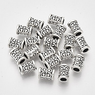 Tibetan Style Alloy Beads, Cadmium Free & Lead Free, Column, Antique Silver, 10x7x6.5mm, Hole: 3.5mm, about 1000pcs/1000g(TIBE-Q097-03AS-LF)