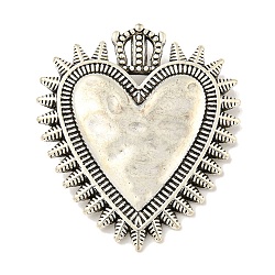 Tibetan Style Alloy Pendants, Heart Theme Charms, Antique Silver, 39.5x34x3mm, Hole: 3mm(TIBE-L013-08AS-05)