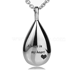 Non-Tarnish Stainless Steel Pendant Necklaces, Urn Ashes Necklaces, with Pin and Funnel, Stainless Steel Color, 21.65 inch(55cm)(PW-WG93130-01)