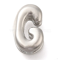 304 Stainless Steel Slide Charms, Stainless Steel Color, Letter G, 9x5.5x4mm, Hole: 4.5x1.5mm(STAS-B075-37P-G)