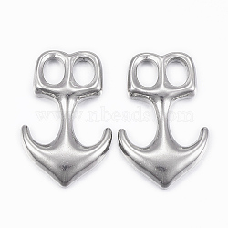 304 Stainless Steel Hook Clasps, For Leather Cord Bracelets Making, Anchor, Stainless Steel Color, 33x21x4.5mm, Hole: 7x5mm(STAS-G179-18P)
