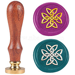 Wax Seal Stamp Set, Sealing Wax Stamp Solid Brass Head with Wood Handle, for Envelopes Invitations, Gift Card, Trinity Knot, 83x22mm, Stamps: 25x14.5mm(AJEW-WH0208-1414)