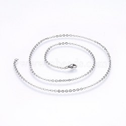 Non-Tarnish 304 Stainless Steel Cable Chains Necklaces, with Lobster Claw Clasps, Stainless Steel Color, 17.7 inch(45cm), 1.2mm(NJEW-F226-04P-01)