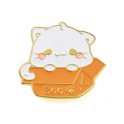 Halloween Theme Golden Alloy Brooches, Enamel Pins, Cat Shape, 29.5x33x1.5mm(JEWB-U002-06I)