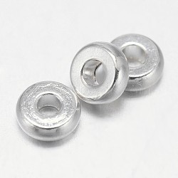 Flat Round Brass Spacer Beads, Silver Color Plated, 6x2mm, Hole:1.8mm(X-KK-L106C-01S)