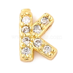 Rack Plating Brass Micro Pave Cubic Zirconia Cabochons, Cadmium Free & Lead Free, Long-Lasting Plated, Real 18K Gold Plated, Letter K, 6x4.5x2mm(KK-F874-04G-K)