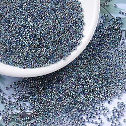 MIYUKI Round Rocailles Beads, Japanese Seed Beads, (RR283) Noir Lined Crystal AB, 11/0, 2x1.3mm, Hole: 0.8mm, about 5500pcs/50g(SEED-X0054-RR0283)