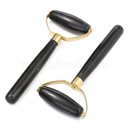 Natural Stone Needle Iron Massage Tools, Facial Roller for Skin, Eyes, Neck, Black, 145x66x20.5mm(G-B008-03G)