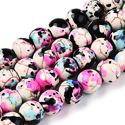 Synthetic Turquoise Dyed Beads Strands, Round, Black, 7~8x7~8mm, Hole: 1mm, about 50pcs/strand, 14.29~14.65''(36.3~37.2cm)(G-E594-24C)