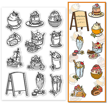 Custom PVC Plastic Clear Stamps, for DIY Scrapbooking, Photo Album Decorative, Cards Making, Food, 160x110mm