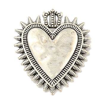 Tibetan Style Alloy Pendants, Heart Theme Charms, Antique Silver, 39.5x34x3mm, Hole: 3mm