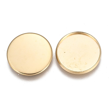 304 Stainless Steel Plain Edge Bezel Cups, Cabochon Settings, Flat Round, Golden, Tray: 18mm, 19.5x1.5mm