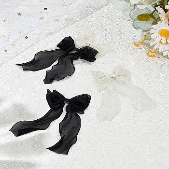4Pcs 2 Colors Cloth Long Bowknot Hair Barrettes, Hair Accessories for Women Girls, Mixed Color, 290x165mm, 2pcs/color