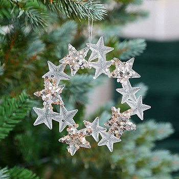 Acrylic with Sequin Pendant Decoration, Christmas Tree Hanging Decorations, for Party Gift Home Decoration, Christmas Wreath, 140mm