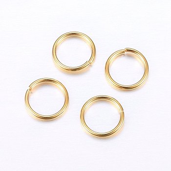 304 Stainless Steel Open Jump Rings, Golden, 22 Gauge, 5x0.6mm, Inner Diameter: 4mm
