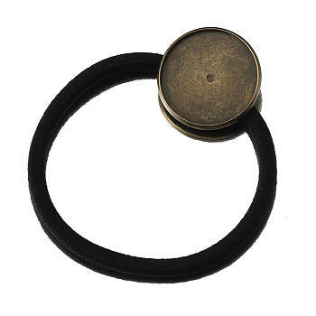 Iron Cabochon Settings, Hair Ties Findings, Flat Round, Antique Bronze, Inner Diameter: 45mm, Tray: 20mm, 10pcs/set