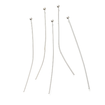 Brass Ball Head Pins, Lead Free & Cadmium Free, 925 Sterling Silver Plated, 40x0.7mm, Head: 1.5mm