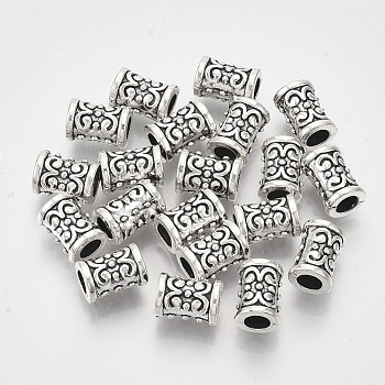 Tibetan Style Alloy Beads, Cadmium Free & Lead Free, Column, Antique Silver, 10x7x6.5mm, Hole: 3.5mm, about 1000pcs/1000g