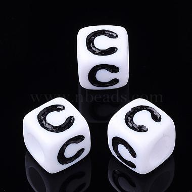 7mm White Cube Acrylic Beads
