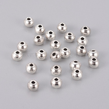 Antique Silver Round Alloy Spacer Beads