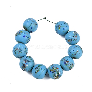 Light Blue Round Lampwork Beads