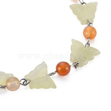 Butterfly Natural New Jade Beaded Bracelets for Girl Women(BJEW-S145-002B)-2