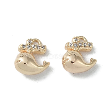 Real 18K Gold Plated Clear Whale Brass+Cubic Zirconia Charms