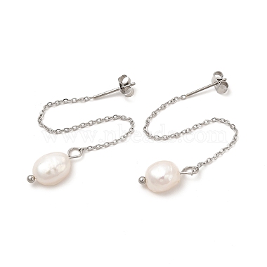 Oval Pearl Stud Earrings