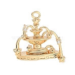 Brass Micro Pave Clear Cubic Zirconia Pendants, Wishing Well Charms, Real 18K Gold Plated, 20x20x5.5mm, Hole: 1.8mm(KK-K351-72G)