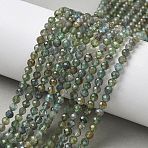 Natural Green Apatite Beads Strands, Faceted, Round, 3.8~4.2mm, Hole: 0.7mm, about 101pcs/strand, 15.35''(39cm)(G-L651-C08-4mm)