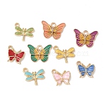 18Pcs 9 Styles Alloy Enamel Pendants, Butterfly & Dragonfly, Mixed Color, 13~14.5x13.5~18x2~3mm, Hole: 1.8~2mm, 2pcs/style(ENAM-FP0002-52)