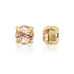 Preciosa&reg MAXIMA Crystal in Sew-On Cup, Czech Crystal, with Brass Prong Settings, 719 35 021 Chaton(Round), Golden, 90300 Light Peach, SS16(3.8~4mm)(X-PRC-SS16-90300-G)