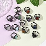 Natural & Synthetic Gemstone Cuff Rings, Brass Rings, Oval, 20x16mm(G-H332-15AS)