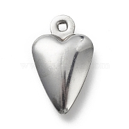 304 Stainless Steel Pendants, Heart Charms, Stainless Steel Color, 18.1x10.7x4.4mm, Hole: 1.4mm(STAS-D243-04)