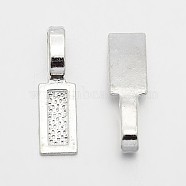 Tibetan Style Alloy Glue-on Flat Pad Bails, Rectangle, Cadmium Free & Lead Free, Silver Color Plated, 26x8x1mm, Hole: 8x5mm(X-TIBE-4710-S-RS)