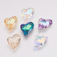 K9 Glass Rhinestone Pendants, Imitation Austrian Crystal, Faceted, Heart, Mixed Color, 27x19x8mm, Hole: 1.5mm(GLAA-F083-01B)