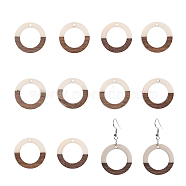 Ornaland Resin & Wood Pendants, Ring, White, 28x3mm, Hole: 1.5mm, 10pcs/box(RESI-OL0001-10C)