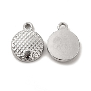 304 Stainless Steel Pendant Rhinestone Settings, Flat Round, Stainless Steel Color, Fit For 1.2mm Rhinestone, 13.5x11x3mm, Hole: 1.6mm(STAS-F290-09P)