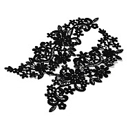 Lace Embroidery Sewing Fiber, DIY Garment Accessories, Flower, Black, 290x130mm(DIY-WH0157-98D)