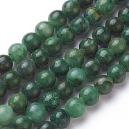 Natural African Jade Beads Strands, Round, Grade A, Green, 6mm, Hole: 1mm, about 61pcs/strand, 15.3 inch(G-G735-22-6mm-A)