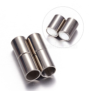 Column 304 Stainless Steel Magnetic Clasps with Glue-in Ends, Stainless Steel Color, 20x7mm, Hole: 6mm(STAS-I026-02)